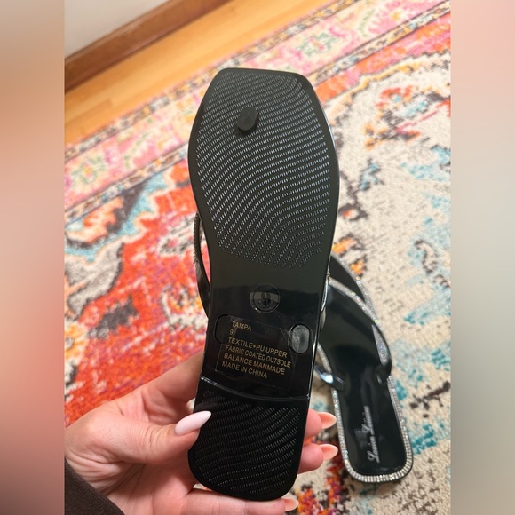 LAUREN LORRAINE “TAMPA” BLACK RHINESTONE SANDALS - Picture 4 of 6